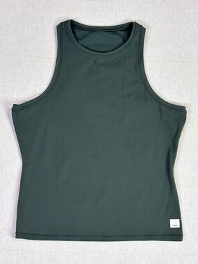 Vuori Olive Green Performance Tank Cropped Length Racerback Athletic Top